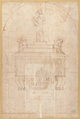 Design for a Wall Tomb or Monument (Recto); Smaller Variant Version with Half Length Madonna & Child on Crescent Moon (Verso), Attributed to Giovanni Francesco Penni (Italian, Florence ca. 1496–after 1528 Naples), Pen and brown ink